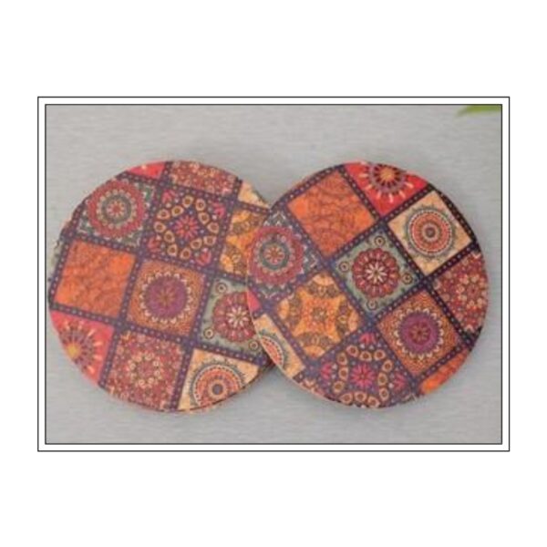 Vibrant Decorative Mandala Pattern Round Cork Coaster Set for Artistic Surface Protection and Boho Décor