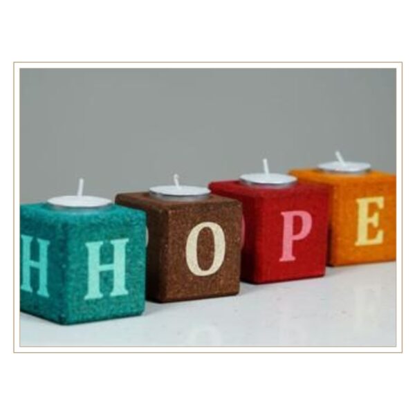 Colorful “HOPE” Block Tea Light Candle Holders for Inspirational Décor