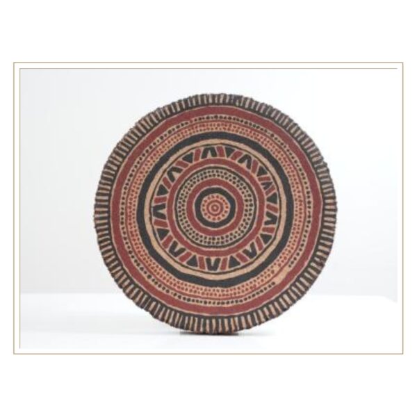 Tribal-Inspired Circular Cork Wall Plate – Bold Ethnic Design