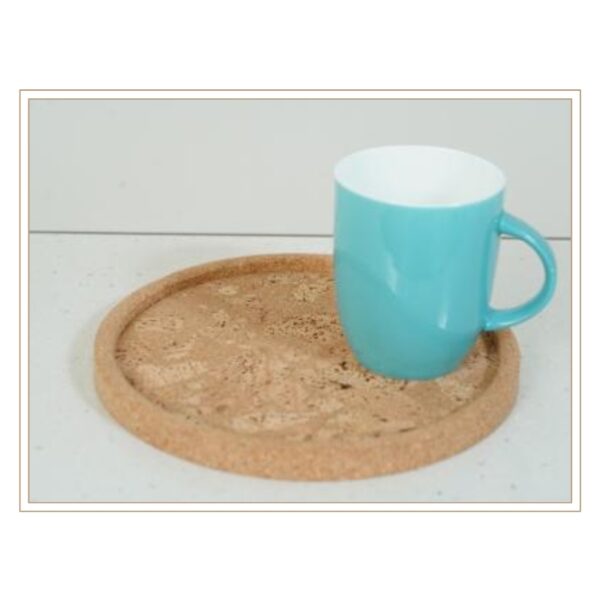 Cork Round Coaster with Aqua Mug for Sustainable Beverage Service