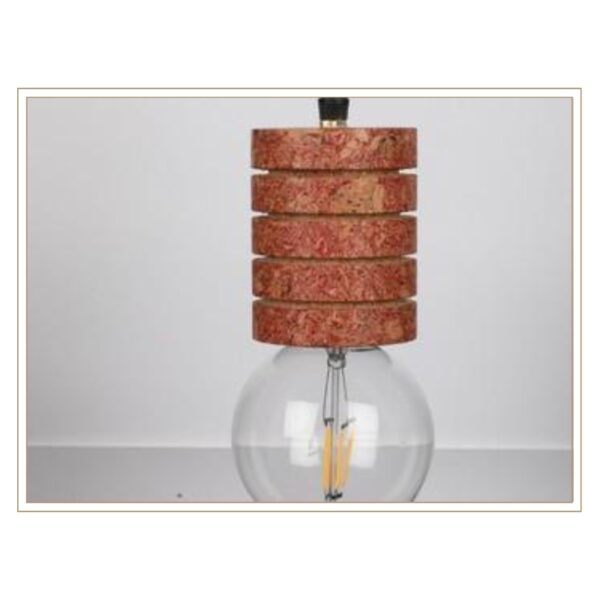 Artistic Cork Disk Pendant Lamp with Transparent Globe Bulb for Unique and Creative Lighting Installations