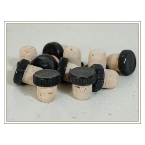 Premium T-Cork Stoppers with Black Plastic Tops for Liquor, Oil Bottles, and Easy Resealing Solutions