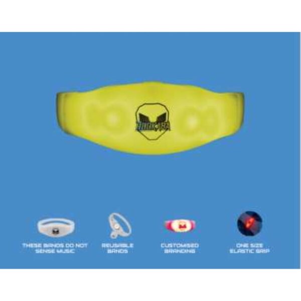 Yellow LED Wristbands With One-Size Elastic Grip And Custom Branding For Uniform And Vibrant Event Accessories