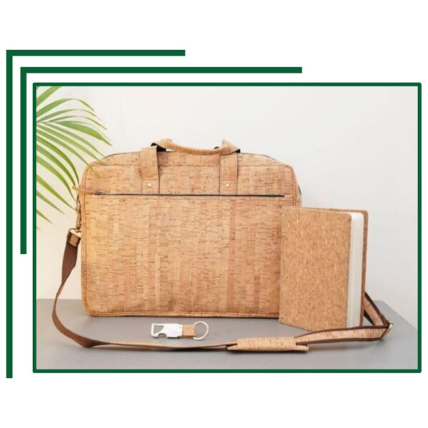 Executive Sustainable Cork Office Bag Combo With Diary And Keychain For Eco-Conscious Professionals On The Move