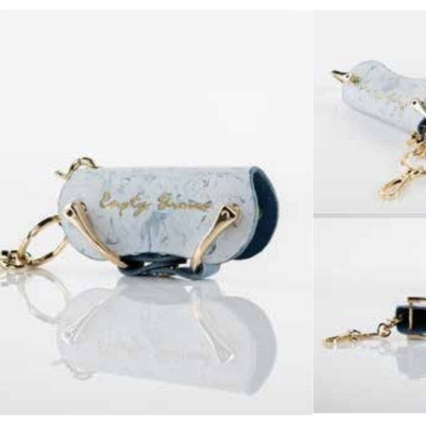 Elegant Sky Blue Faux Leather AirPods Case Holder with Gold Hardware and Keychain Attachment – 100% Made in India