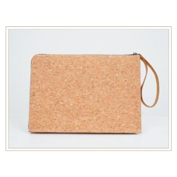 Sustainable Cork Clutch Purse with Natural Speckled Texture and Convenient Wrist Strap for Eco-Friendly Fashion and Evening Accessories