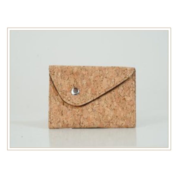 Natural Cork Envelope Wallet with Metal Snap Closure for Secure Minimal Storage