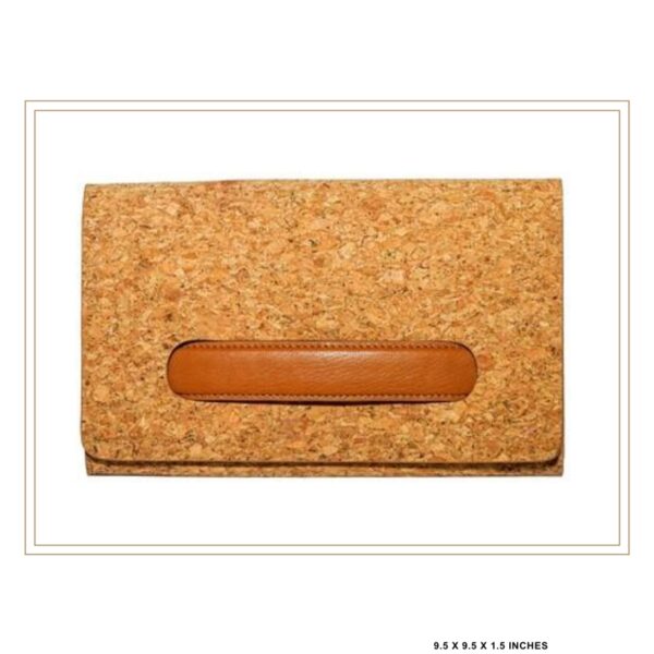Professional Cork Business Card Holder with Leather Window and Natural Speckled Texture
