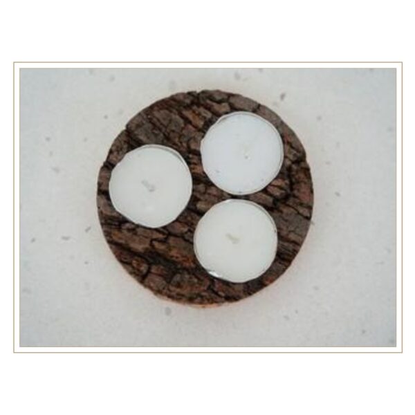 Rustic Round Cork Candle Holder for Three Tea Lights