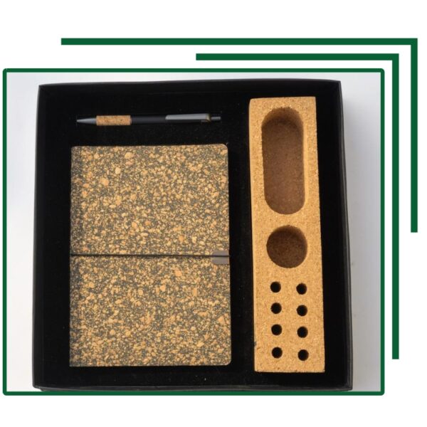 Sustainable Cork Pen Stand and Notebook Gift Set for Professional Desk Organization