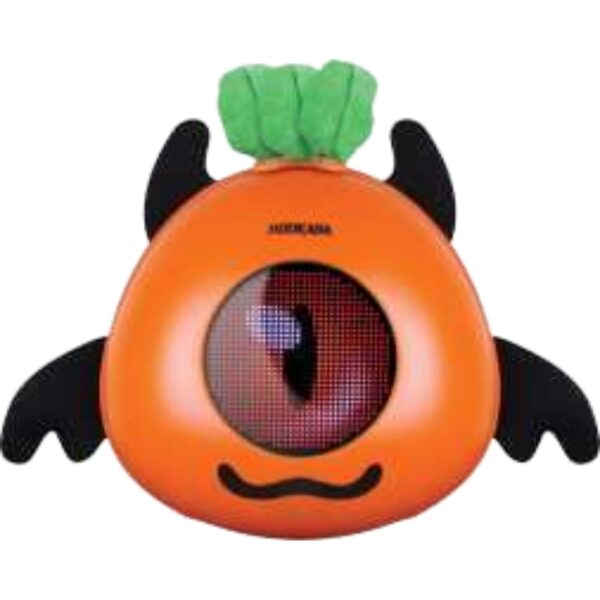 Playful Orange Monster Character Backpack With Central LED Eye And Plush Leaf Accents For Creative Young Trendsetters
