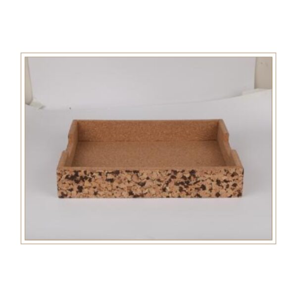 Spacious Cork Storage Tray with Natural Speckled Design for Organizing Documents, Supplies, and Desktop Essentials