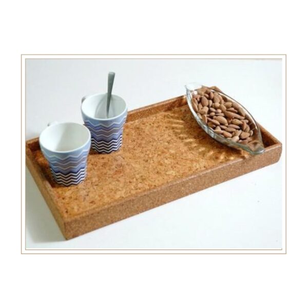Premium Natural Cork Serving Tray with Raised Edges and Smooth Surface for Elegant Coffee Service and Everyday Entertaining
