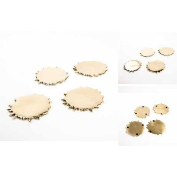 Designer Brass Coaster Set With Artistic Edges
