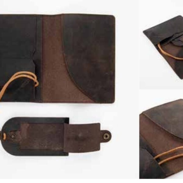 Rustic Brown Vintage Genuine Leather Travel Document Holder with Secure String Closure – 100% Made in India