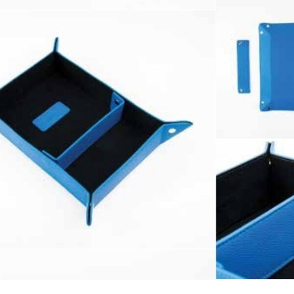Bold Blue Smart Leather Desk Organizer/Valet Tray with Removable Divider – 100% Made in India
