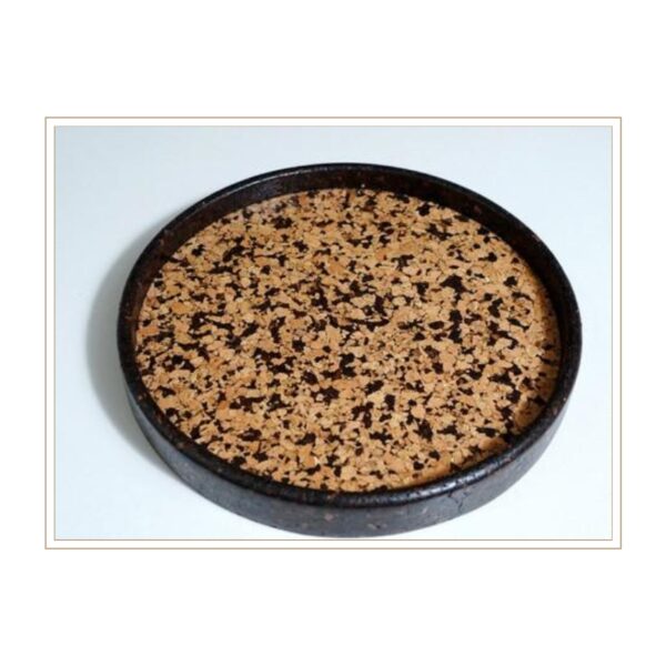 Modern Round Cork Display Tray with Rich Dark Speckled Pattern for Contemporary Home Organization and Elegant Serving