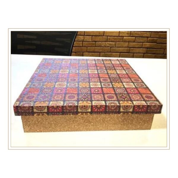 Artistic MDF Storage Box with Vibrant Geometric Lid for Stylish Home and Office Use