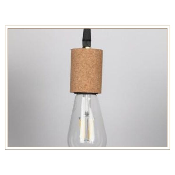 Minimalist Cylindrical Cork Bulb Holder Pendant for Industrial-Inspired Eco-Interior Lighting and Small Spaces