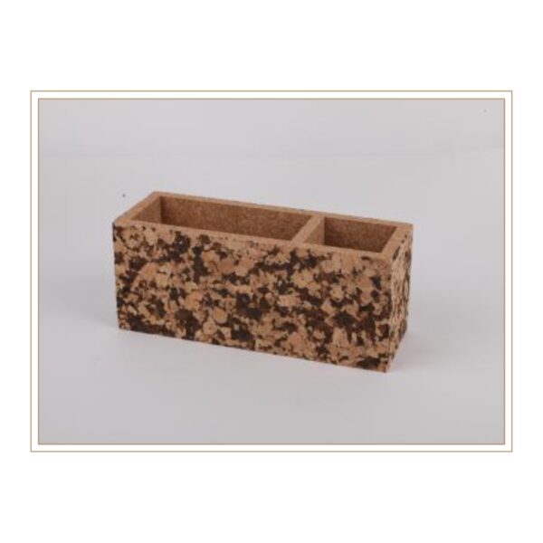 Eco-Friendly Dual-Compartment Cork Organizer Box for Efficient Separation and Storage of Office Supplies and Personal Items