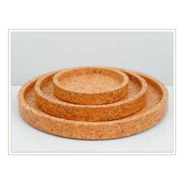 Three-Piece Nested Round Cork Tray Set with Natural Speckled Texture for Versatile Home Organization and Space-Saving Storage