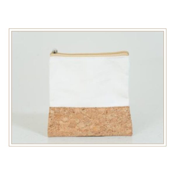 Modern Two-Tone Cork and Canvas Zippered Pouch for Cosmetics and Accessories