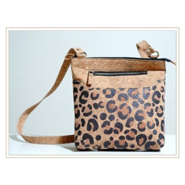 Trendy Cork Crossbody Purse with Animal Print Pattern and Multiple Compartments