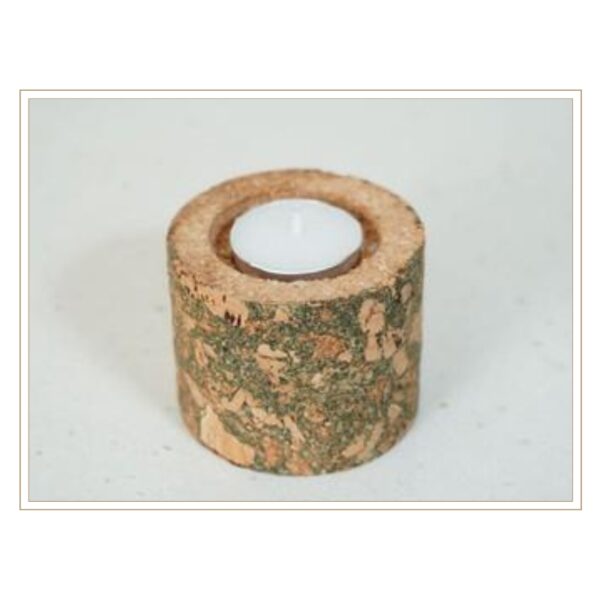 Green-Toned Cylindrical Cork Single Candle Holder