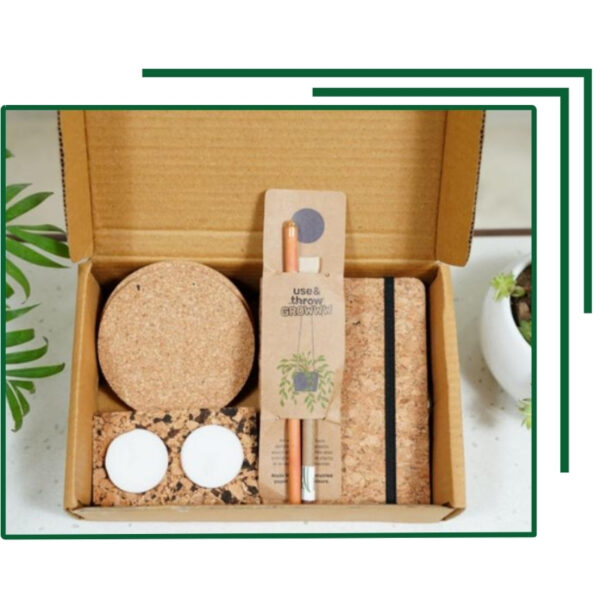 Sustainable Cork Stationery Kit with Coasters, Eco Pens, and Notepad for Green Promotions and Everyday Use