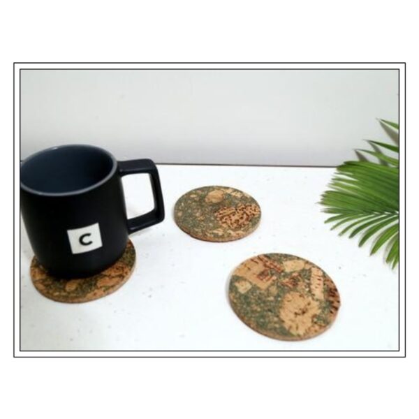 Set of Modern Eco-Friendly Round Cork Coasters with Unique Pattern for Stylish and Practical Tabletop Protection