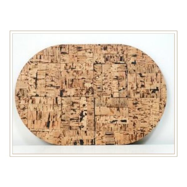 Distinctive Oval Cork Placemat with Natural Bark-Like Pattern for Organic Dining and Unique Table Presentation