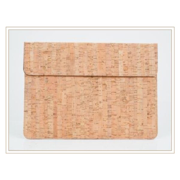 Executive Cork Portfolio Case with Rich Natural Bark Pattern and Fold-Over Design for Professional Document Storage and Presentation