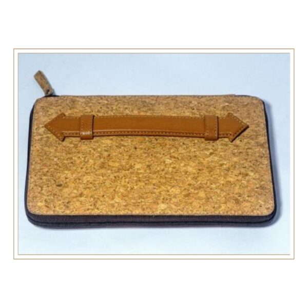Premium Eco-Friendly Cork Multipurpose Zipper Pouch with Leather Strap Handle