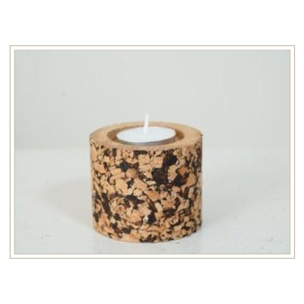 Spotted Brown Cylindrical Cork Tea Light Holder