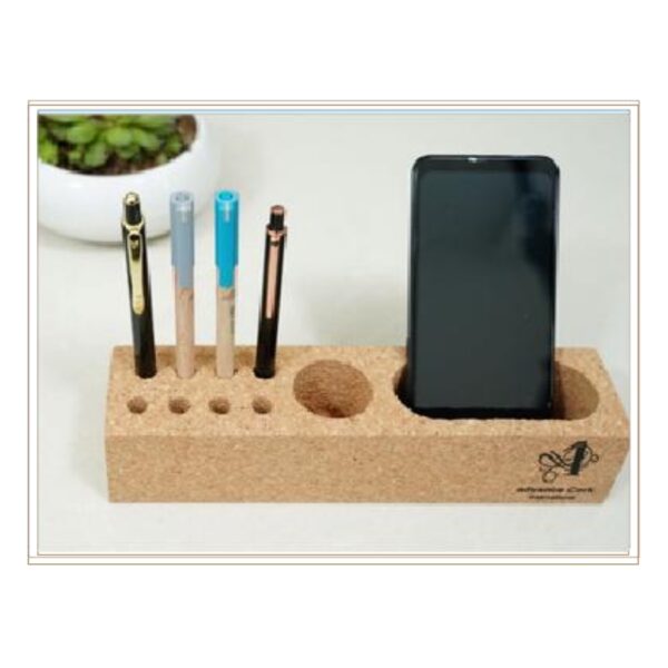 Versatile Modular Cork Desktop Organization System with Dedicated Slots for Pens, Gadgets, and Personal Accessories