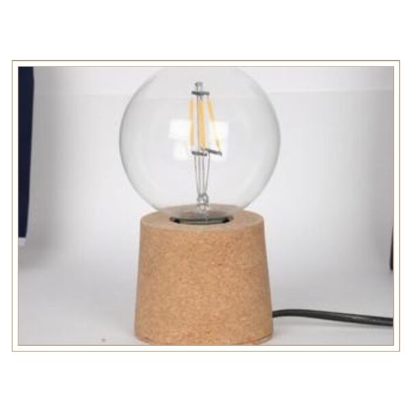 Minimalist Tapered Cork Base Lamp with Glass Bulb for Sleek and Sustainable Lighting Solutions