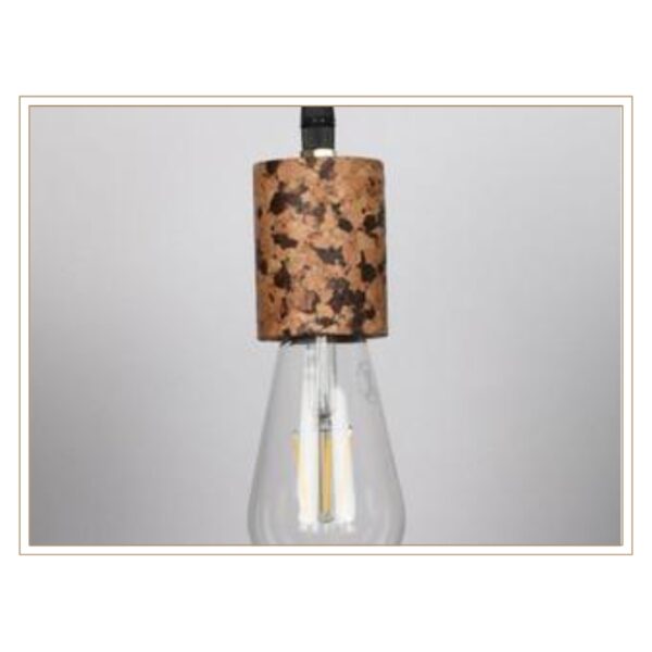 Dark Flecked Cork Pendant Lamp with Exposed Bulb for Warm, Industrial, and Trendy Loft Environments