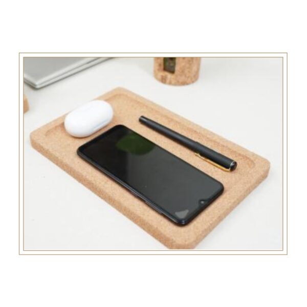 Eco-Friendly Multi-Compartment Cork Desktop Organizer with Integrated Pen Holder and Spacious Storage for Office Essentials