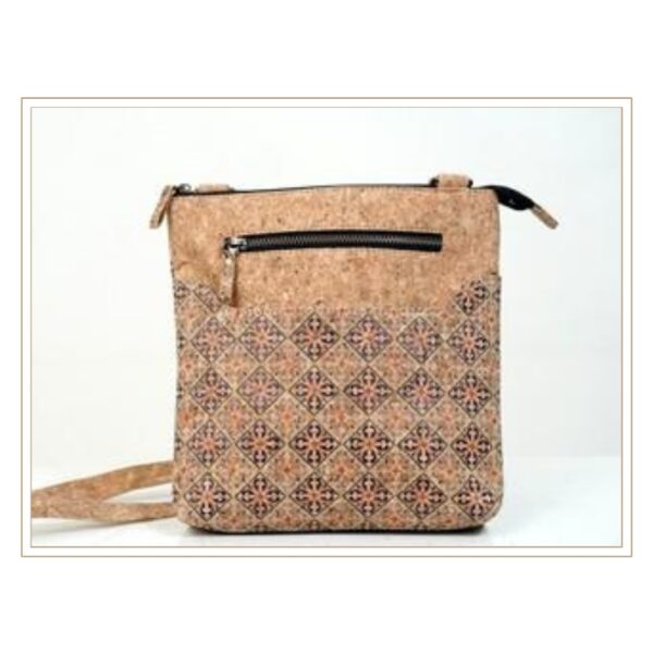 Elegant Cork Crossbody Bag with Traditional Diamond Pattern Design and Multiple Compartments