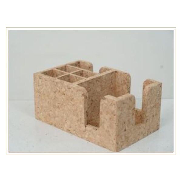 Multi-Compartment Cork Desk Organizer Castle for Modern Workspace Organization