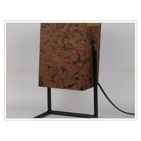 Industrial Square Cork Table Lamp with Metal Frame Base for Modern Urban-Inspired Interior and Office Designs