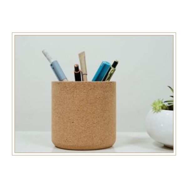 Eco-Friendly Cylindrical Cork Pen Holder with Natural Speckled Texture for Stylish Desktop Organization and Writing Instrument Storage