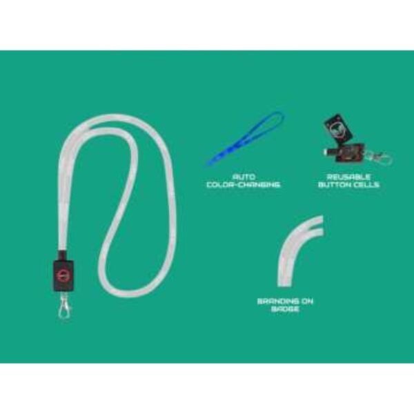 Auto Color-Changing LED Badge Lanyard With Custom Branding And Reusable Battery For Night Events And Conferences