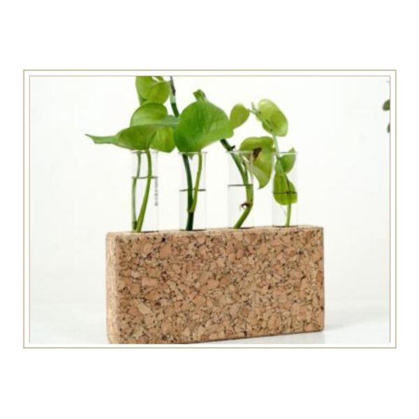 Sustainable Cork Multi-Plant Propagation Station with Multiple Glass Tube Inserts for Organized Hydroponic Growing and Educational Display