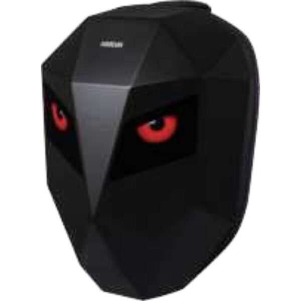 High-Impact Geometric Black Backpack Featuring Intense Red Eyes for Bold Urban Style and Statement-Making Travel Accessory