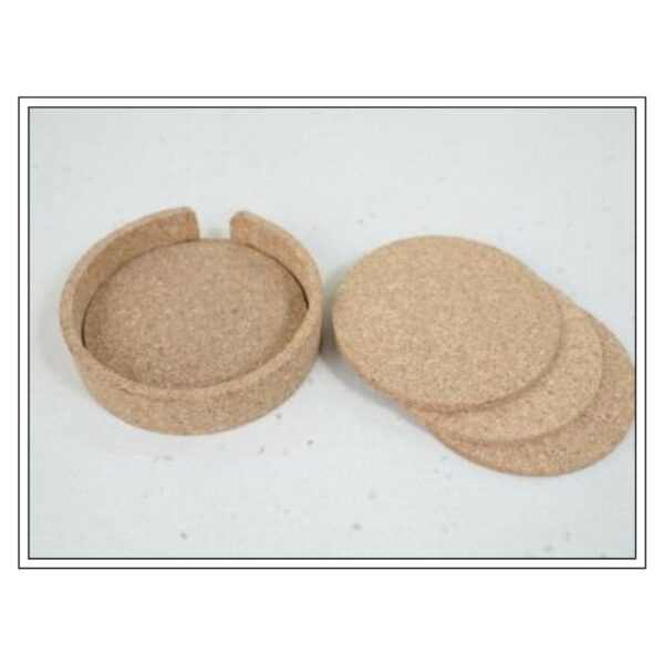 Eco-Friendly Cork Coaster Set with Matching Holder for Home and Office Use