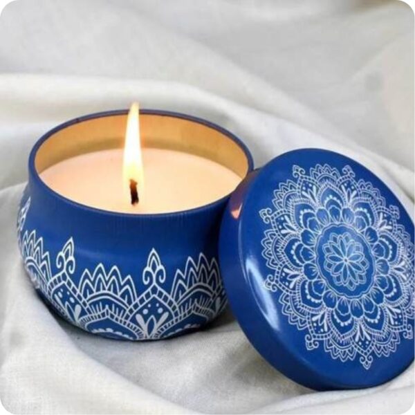 Royal Blue Mandala Hand-Painted Scented Candle Jar