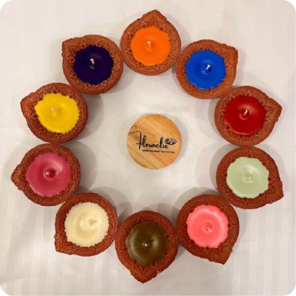 Festive Rainbow Clay Diyas Set With Assorted Colors